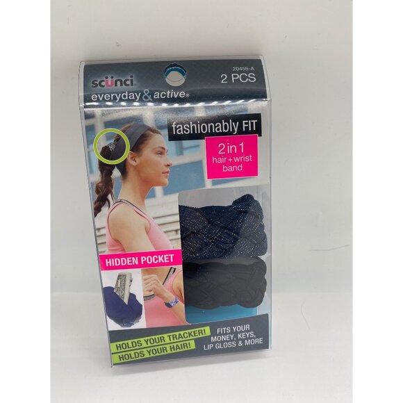 Scunci Everyday & Active Fashionably Fit 2 in 1 hair +wrist band 20455-A - Picture 2 of 9